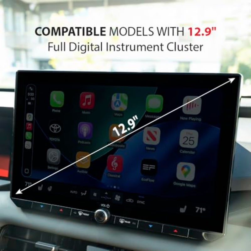 مجموعة الأدوات الرقمية وواقي شاشة عرض المعلومات والترفيه لسيارة Toyota RAV4 لعام 2026، مقاس 12.3 بوصة و12.9 بوصة، فيلم PET مضاد للوهج غير لامع، أسود، مقاوم للخدش ومقاوم لبصمات الأصابع، عبوة من قطعتين - Image 2