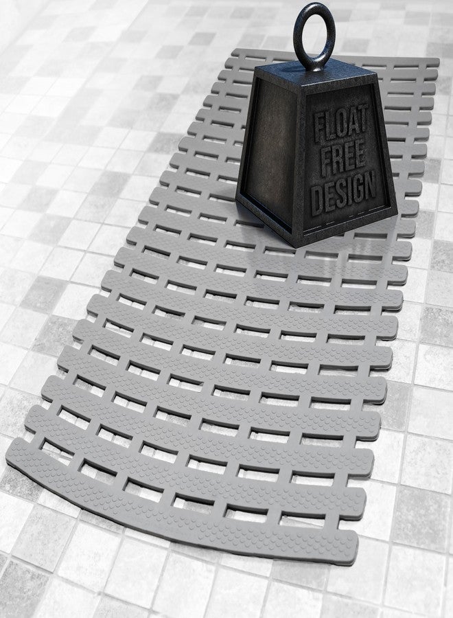 SlipX Solutions Weighted Non Slip Bath Mat for Textured Tub & Shower Surfaces | Anti Slip Bathtub Safety Without Suction Cups | Doesn’t Float, Works on Tile & Stone 31” x 15” - Image 1