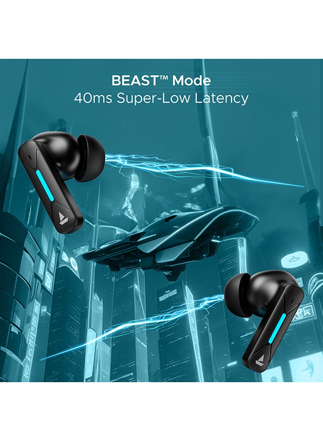 boAt Immortal Airspeed Pro Truly Wireless In- Ear Earbuds w/ 32dB ANC, Beast Mode with 40ms Latency, 40hrs Playback, 4 Mics with ENx, Premium ID w/LEDs & ASAP Charge Black Sabre - Image 4