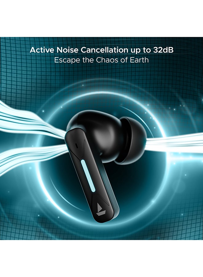 boAt Immortal Airspeed Pro Truly Wireless In- Ear Earbuds w/ 32dB ANC, Beast Mode with 40ms Latency, 40hrs Playback, 4 Mics with ENx, Premium ID w/LEDs & ASAP Charge Black Sabre - Image 3