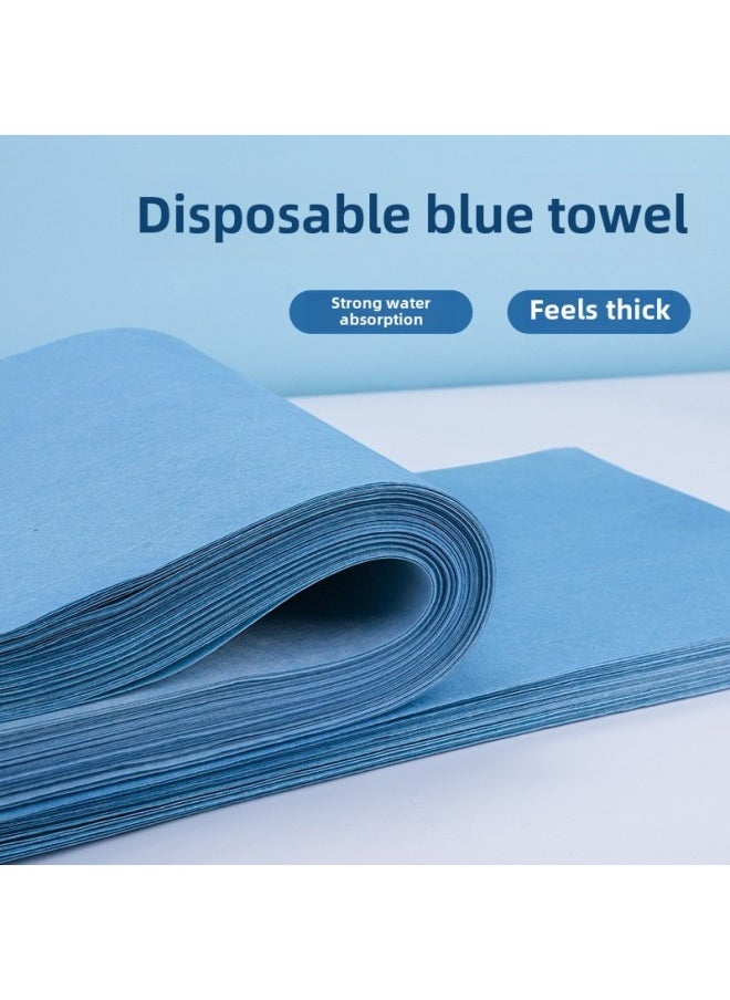 Generic - Blue Disposable Foot Towel Thickened Absorbent Foot Towel Wood Pulp Disposable Towel Feet Special-Color:Blue 27*57cm *1 Pack - Image 1