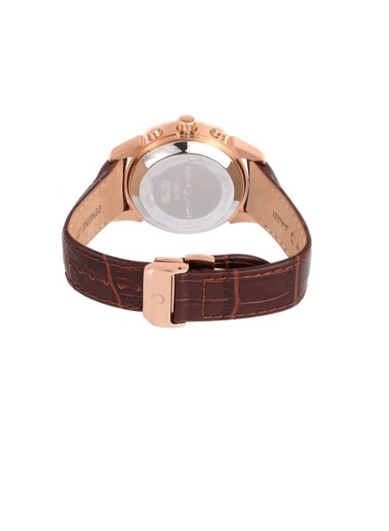 Al Fajr Luxury Luxury Brown Leather Men's Watch WA-10RBL - Image 3
