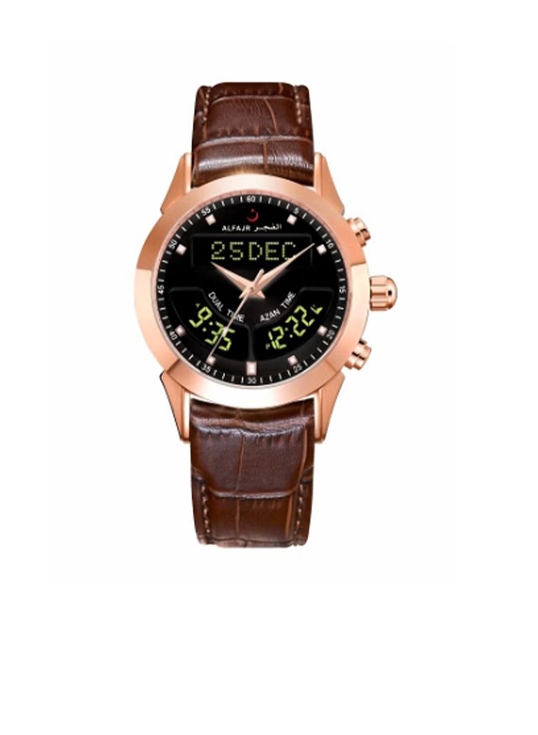 Al Fajr Luxury Luxury Brown Leather Men's Watch WA-10RBL - Image 1