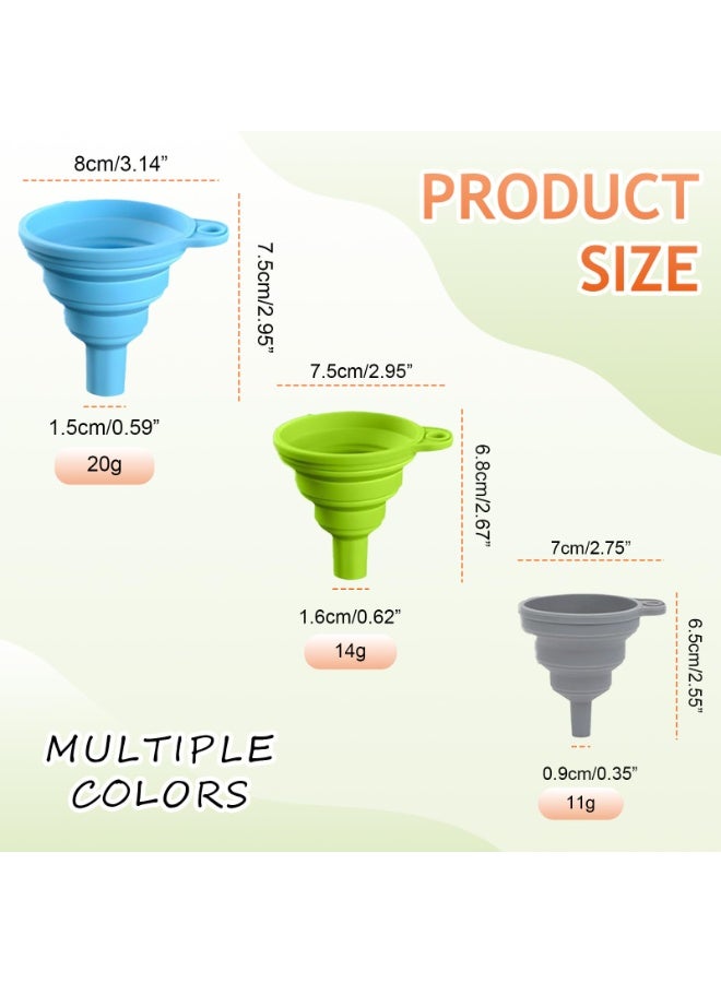 Kitchen Collapsible Funnel 3 Pack Food Grade Silicone Portable Mini Funnel For Water Bottle Liquid Filling - Image 2