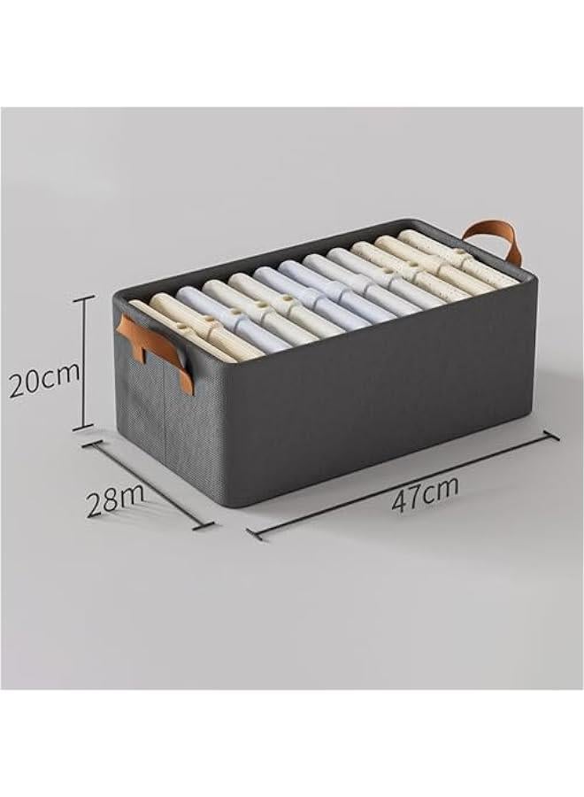 HOOKOR 4 Pcs Closet Clothes Organizer with Handle, Fabric storage Box with Steel Frame Stackable Shelf Storage Baskets Foldable Storage Baskets for Organizing Clothes Toys, 23L, Gray - Image 2