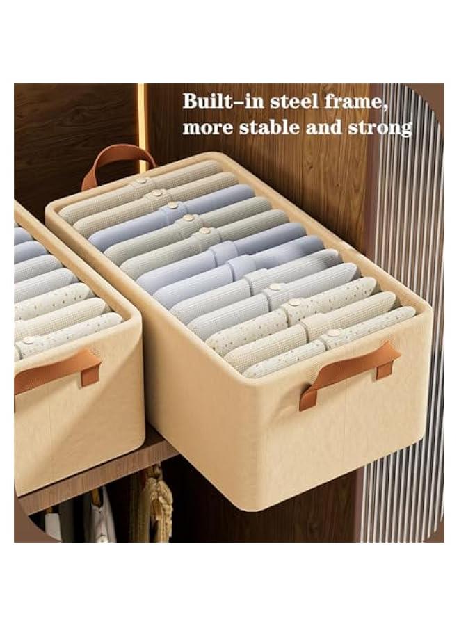 HOOKOR 4 Pcs Closet Clothes Organizer with Handle, Fabric storage Box with Steel Frame Stackable Shelf Storage Baskets Foldable Storage Baskets for Organizing Clothes Toys, 23L, Gray - Image 5