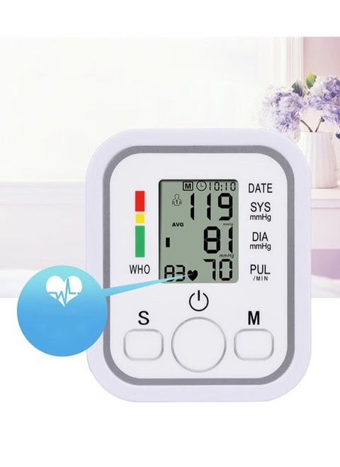 Blood Pressure Monitor Upper Arm Digital BP Machine – Pulse Rate Detection, 2x99 Sets Memory, LCD Display, Cuff Size 22-32cm, Accurate Home Use BP Monitoring