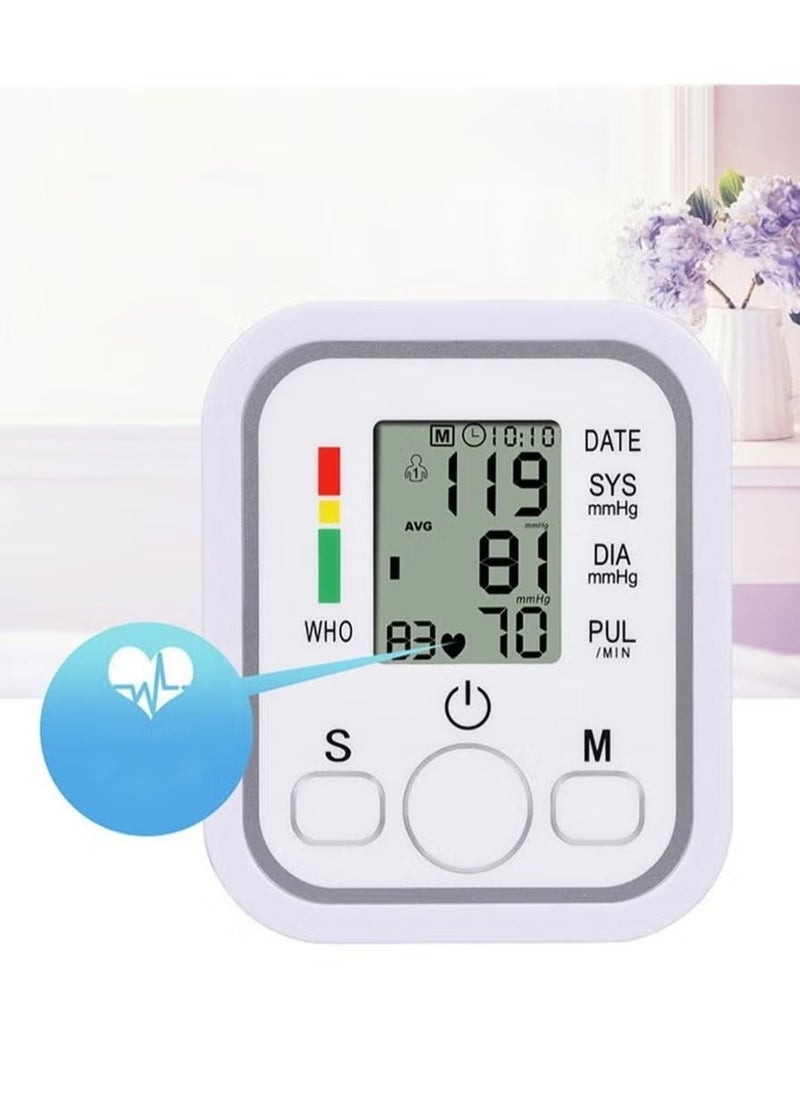 Blood Pressure Monitor Upper Arm Digital BP Machine – Pulse Rate Detection, 2x99 Sets Memory, LCD Display, Cuff Size 22-32cm, Accurate Home Use BP Monitoring