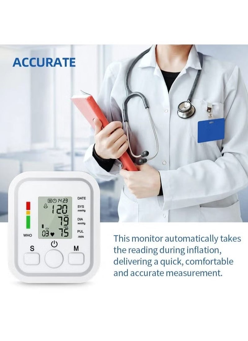 Blood Pressure Monitor Upper Arm Digital BP Machine – Pulse Rate Detection, 2x99 Sets Memory, LCD Display, Cuff Size 22-32cm, Accurate Home Use BP Monitoring