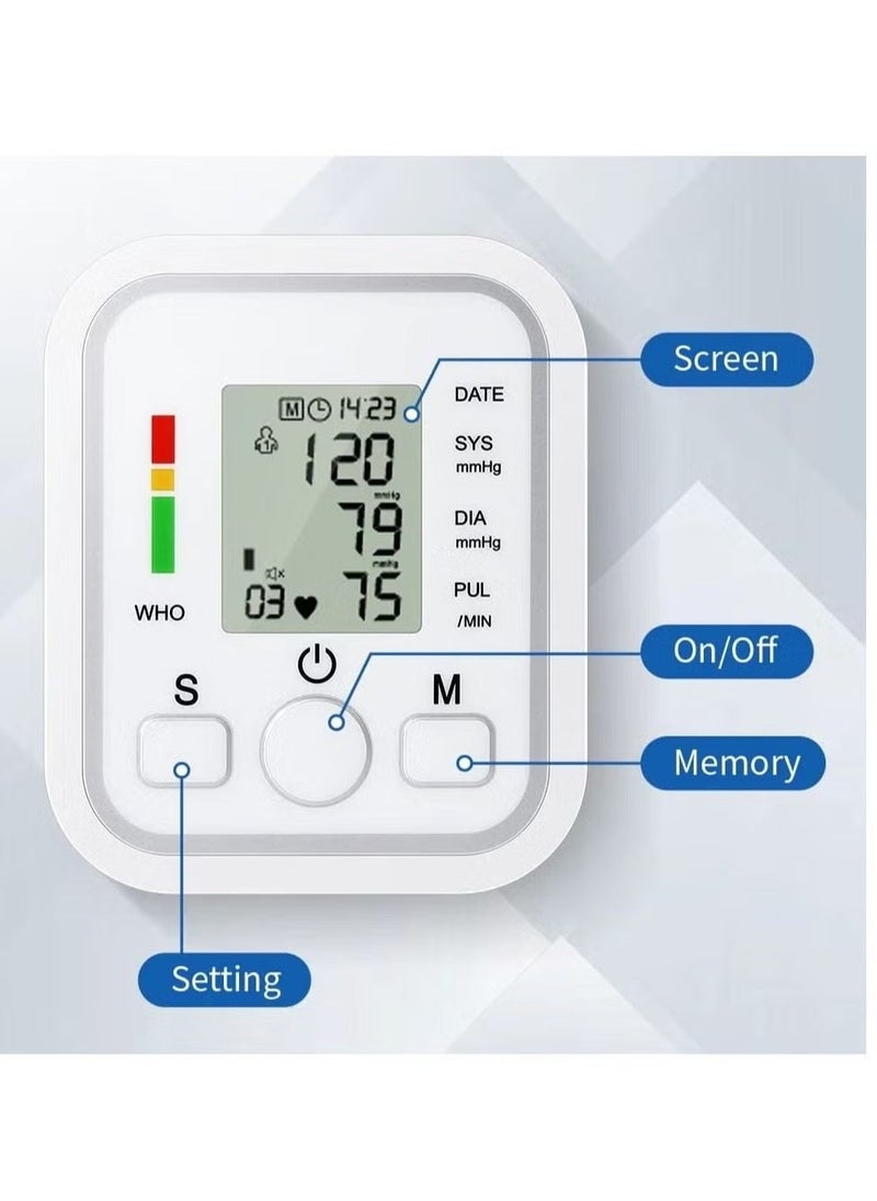 Blood Pressure Monitor Upper Arm Digital BP Machine – Pulse Rate Detection, 2x99 Sets Memory, LCD Display, Cuff Size 22-32cm, Accurate Home Use BP Monitoring
