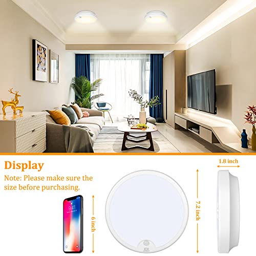 Brightever 2-Pack Battery Operated Motion Sensor LED Ceiling Lights Indoor, Wireless Flush Mount Light Fixture 3000K in 400LM, Battery Powered Ceiling Lamps for Closet Pantry Laundry Stair(Battery Not Included) - Image 5