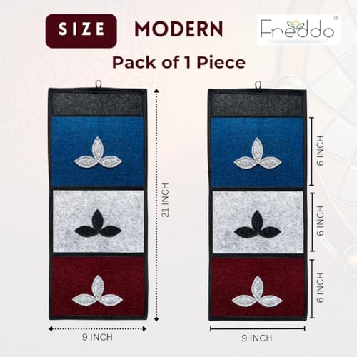 FREDDO Modern Wall Hanging Organiser For Magazine Letter Key News Paper Kitchen With 3 Sturdy Pockets (Multi Colour) Pack Of 1 Pcs, Multicolor, 53.3 X 22.9 X 1 cm - Image 2