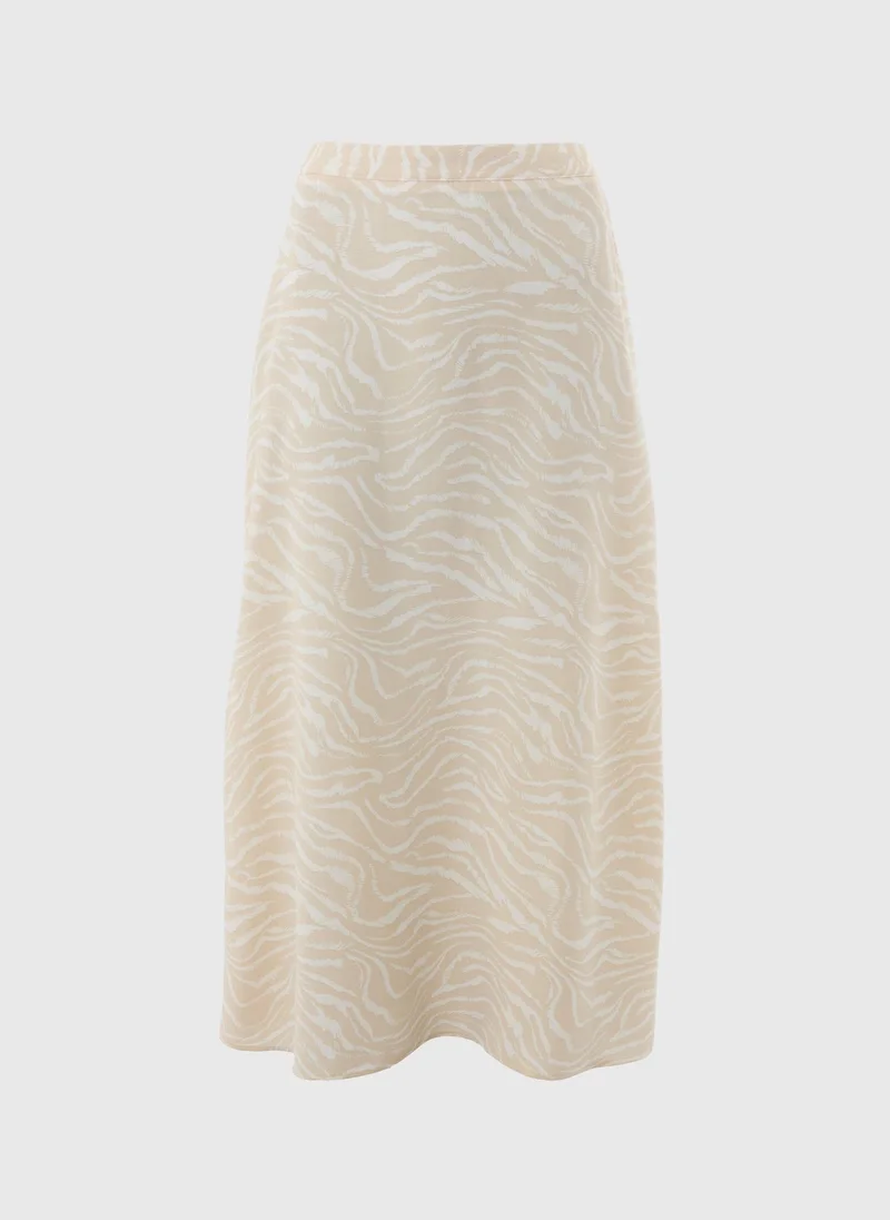 Matalan Cream Zebra Print Flared Hem Midaxi Skirt