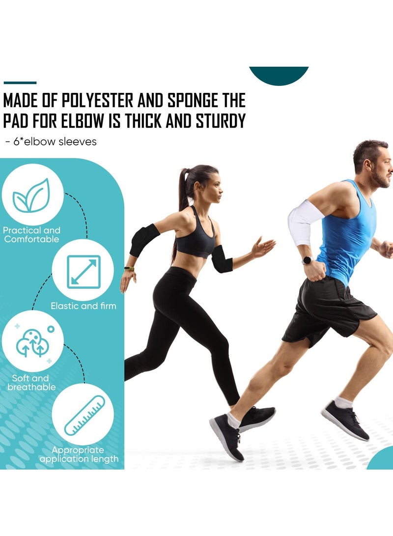 KASTWAVE 3 Pairs Elbow Pads, Volleyball Elbow Protector, Sponge Support Breathable Compression Elbow Braces for unisex, Girls Boys Basketball Tennis Football Skating Elbow, Black, White, Gray - Image 2