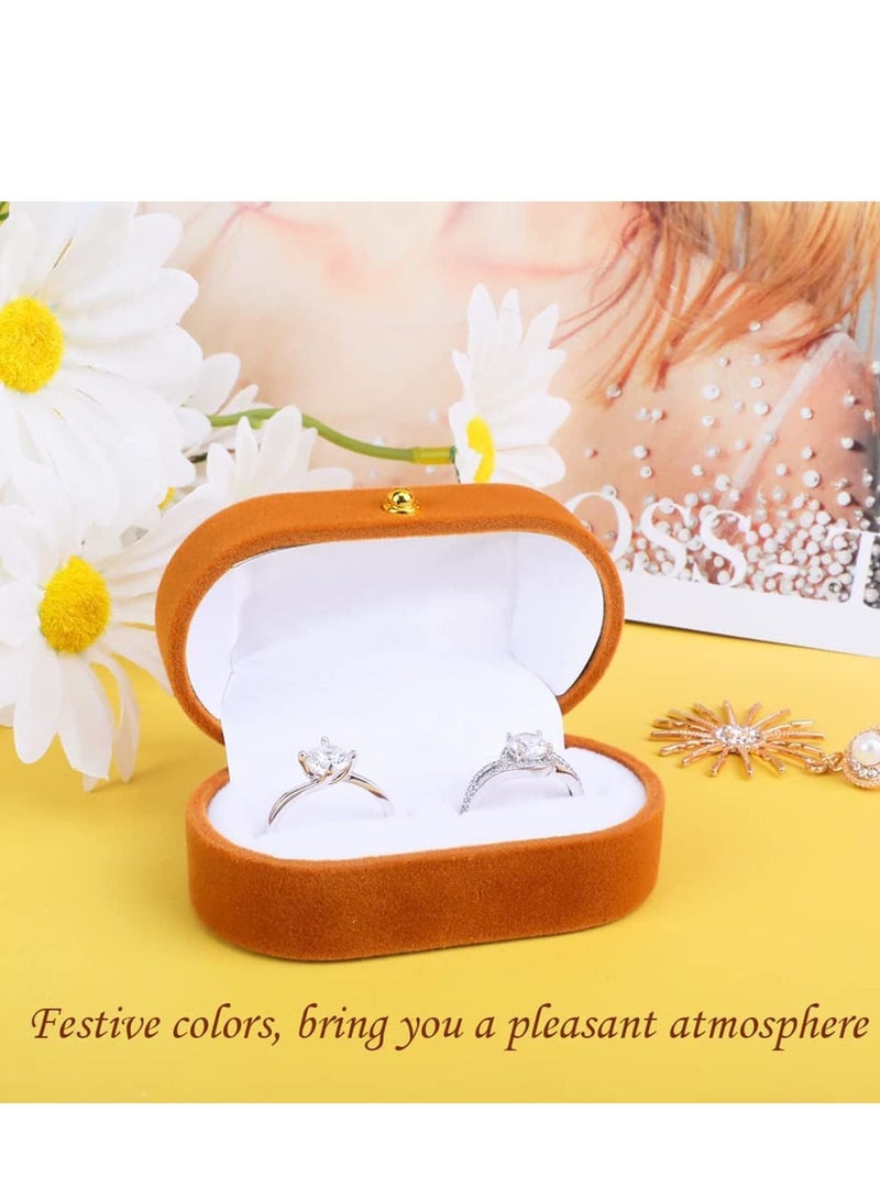 SYOSI Velvet Ring Box For Jewelry Gift Wedding Oval Bearer Classic Storage Anniversary Engagement Ceremony Birthday Orange - Image 2