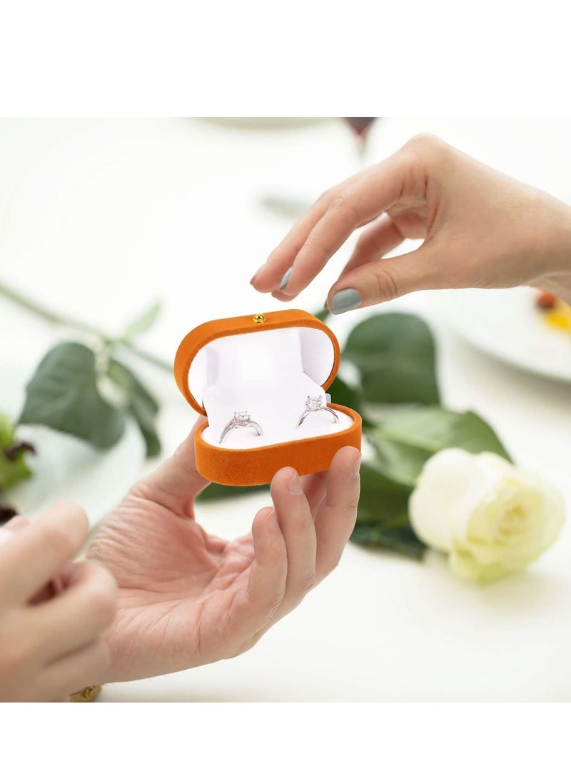 SYOSI Velvet Ring Box For Jewelry Gift Wedding Oval Bearer Classic Storage Anniversary Engagement Ceremony Birthday Orange - Image 3