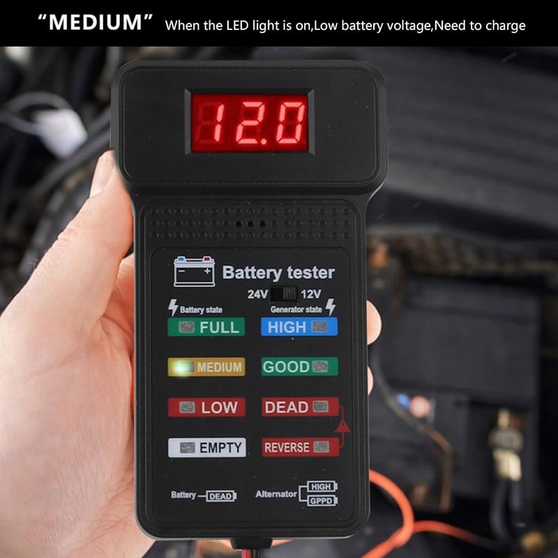 Digital Battery Tester 12V 24V Automotive Battery Health Monitor and Analyzer Tool - Image 3