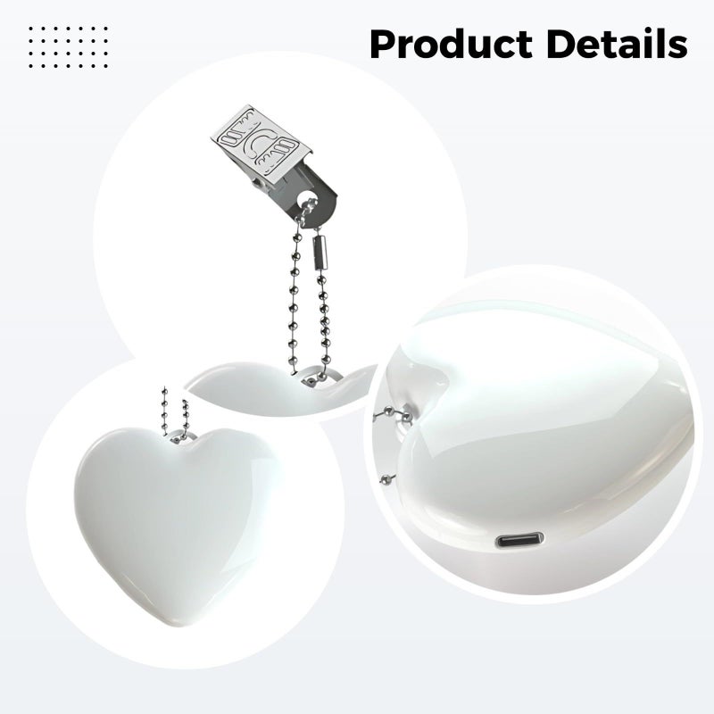 Rechargeable USB Handbag Heart Light 2 Pack Portable Touch Sensor White Shell - Image 3