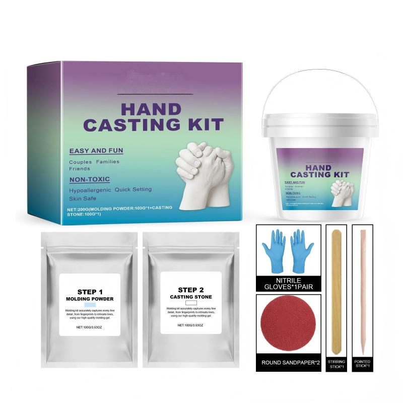 Hand Casting Kit: 200g Powder, Safe Non-Toxic Materials - Create Lasting 3D Memory, Complete Diy Set for Family Couples Parents & Home Craft Projects - Image 1