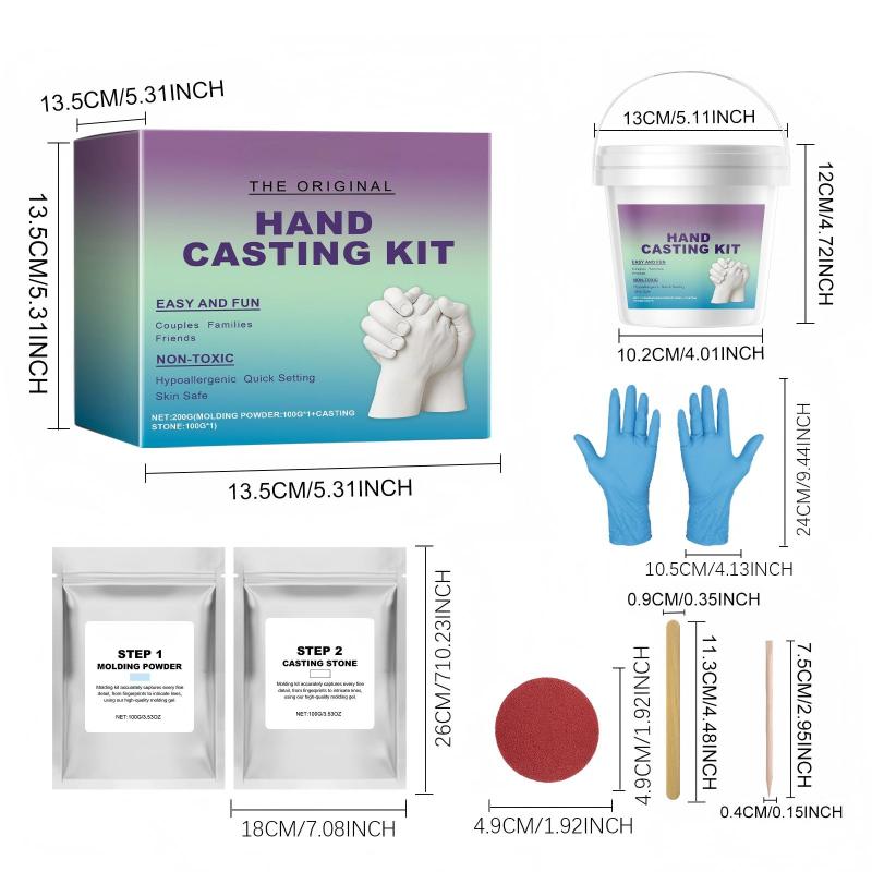 Hand Casting Kit: 200g Powder, Safe Non-Toxic Materials - Create Lasting 3D Memory, Complete Diy Set for Family Couples Parents & Home Craft Projects - Image 3