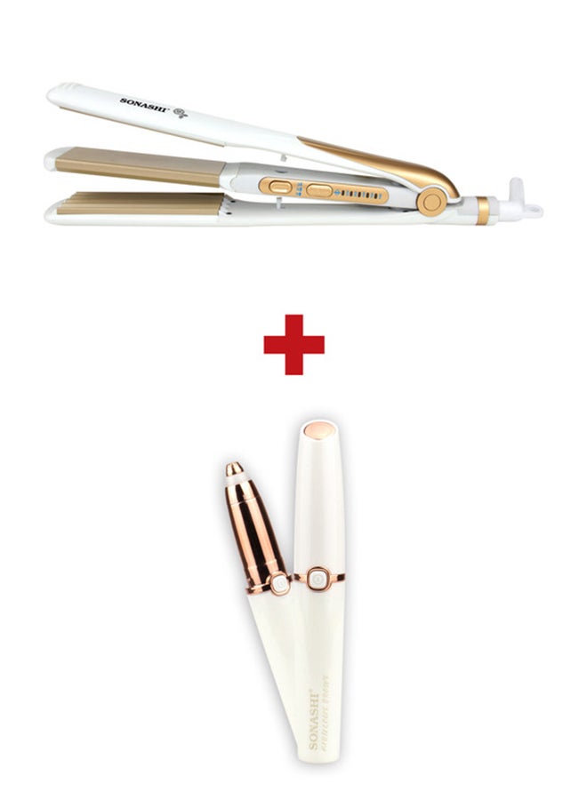 SONASHI 2-Piece Brows Hair Remover Set With Straightener SHS-2082 + SLD-823 White/Gold - Image 1