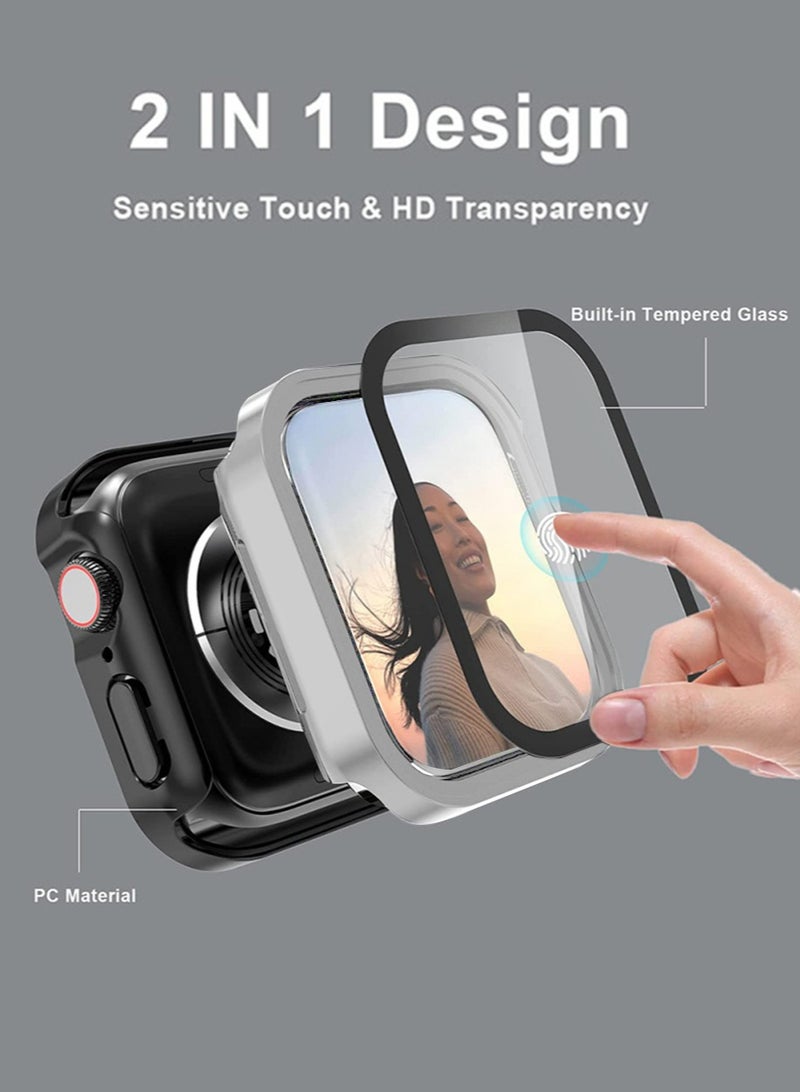 Hard PC Case for Apple Watch Case 45mm Series 8/ 7/9 with Tempered Glass Screen Protector, Full Hard Ultra-Thin Scratch Resistant Bumper Protective Cover 45MM - Image 3