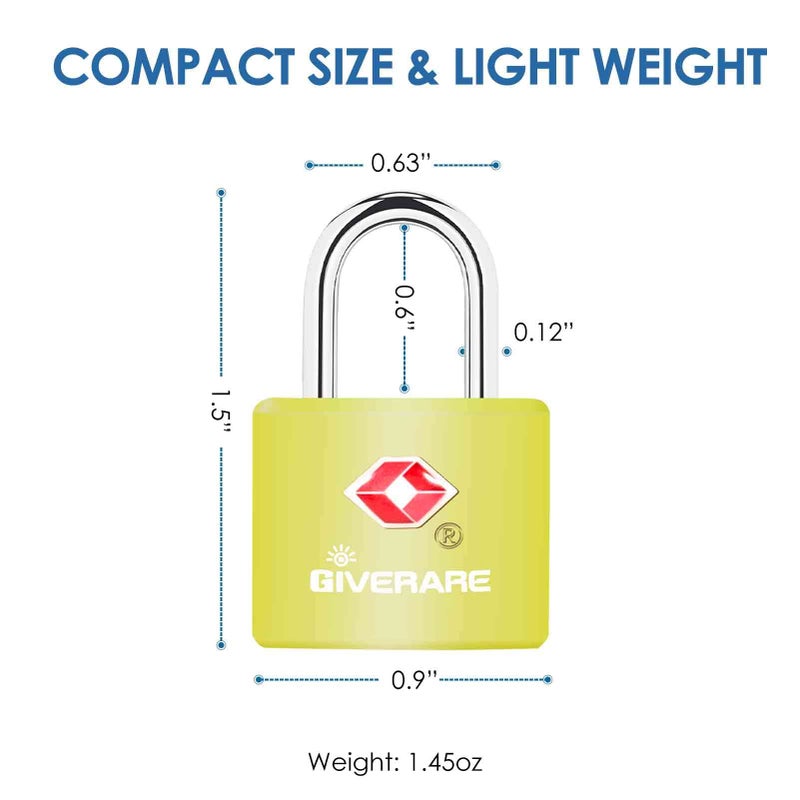 GIVERARE 4 Pack TSA Approved Travel Luggage Locks with Keys, Solid Brass Copper Keyed Padlock, ABS Plastic Covered Small Locks for Suitcase, Backpack, Gym Locker, Jewelry Box-by GIVERARE - Image 2