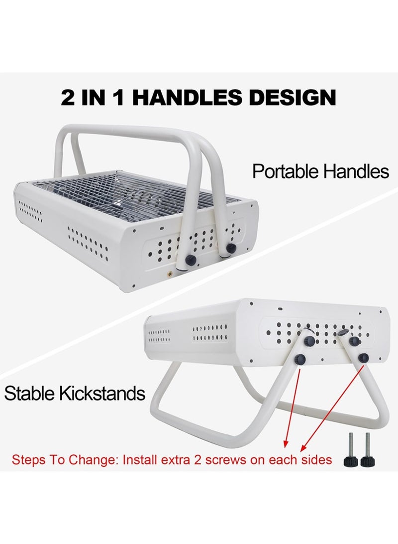 Loquat Portable Foldable Stainless Steel Charcoal Grill, Compact Portable BBQ Grill with Detachable Legs 23*31*50cm Ideal for Outdoor Cooking for Travel, Camping, and Picnics White - Image 3