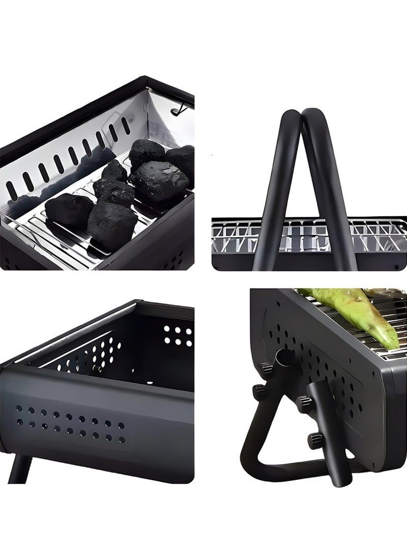 Loquat Portable Foldable Stainless Steel Charcoal Grill, Compact Portable BBQ Grill with Detachable Legs 23*31*50cm Ideal for Outdoor Cooking for Travel, Camping, and Picnics White - Image 5