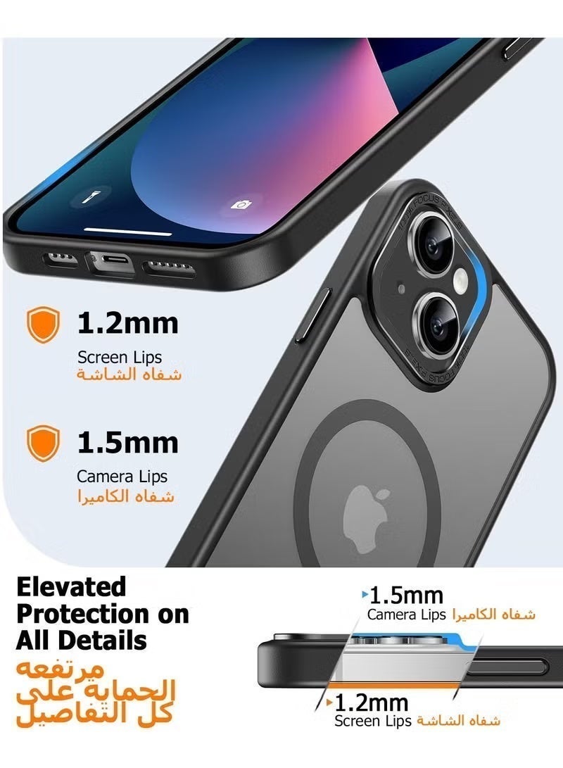 جيكومو غطاء خلفي مغناطيسي لجراب iPhone 13 MagSafe ، 【حماية كاملة ضد الصدمات】 ظهر شفاف غير لامع ، غطاء هاتف نحيف مع مغناطيس قوي لهاتف Apple 13 (2021) (أسود) - Image 4