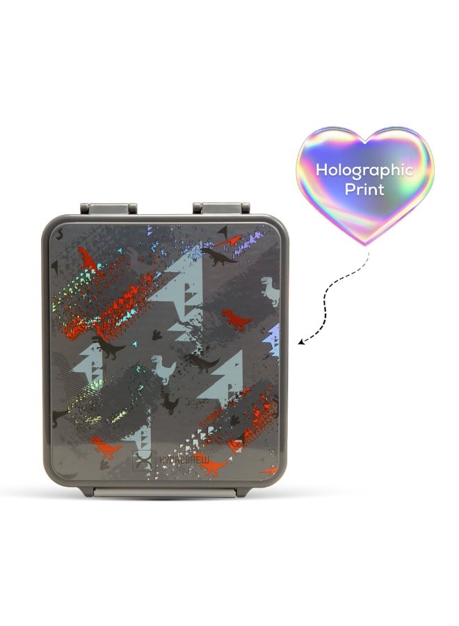 HYDROBREW صندوق غداء هيدروبرو Bento مع حقيبة غداء، وعاء طعام من الفولاذ - ديناصورات رمادي - Image 5