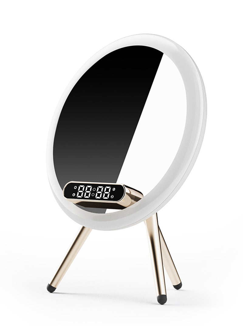 شاربدو مرآة مكياج ذكية بمصابيح LED وسماعة بلوتوث وشحن لاسلكي - مرآة زينة بتقنية اللمس لغرف النوم - Image 2