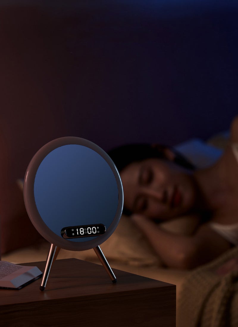 شاربدو مرآة مكياج ذكية بمصابيح LED وسماعة بلوتوث وشحن لاسلكي - مرآة زينة بتقنية اللمس لغرف النوم - Image 3