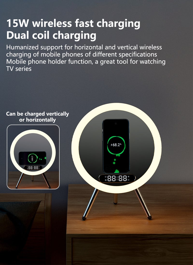 شاربدو مرآة مكياج ذكية بمصابيح LED وسماعة بلوتوث وشحن لاسلكي - مرآة زينة بتقنية اللمس لغرف النوم - Image 4