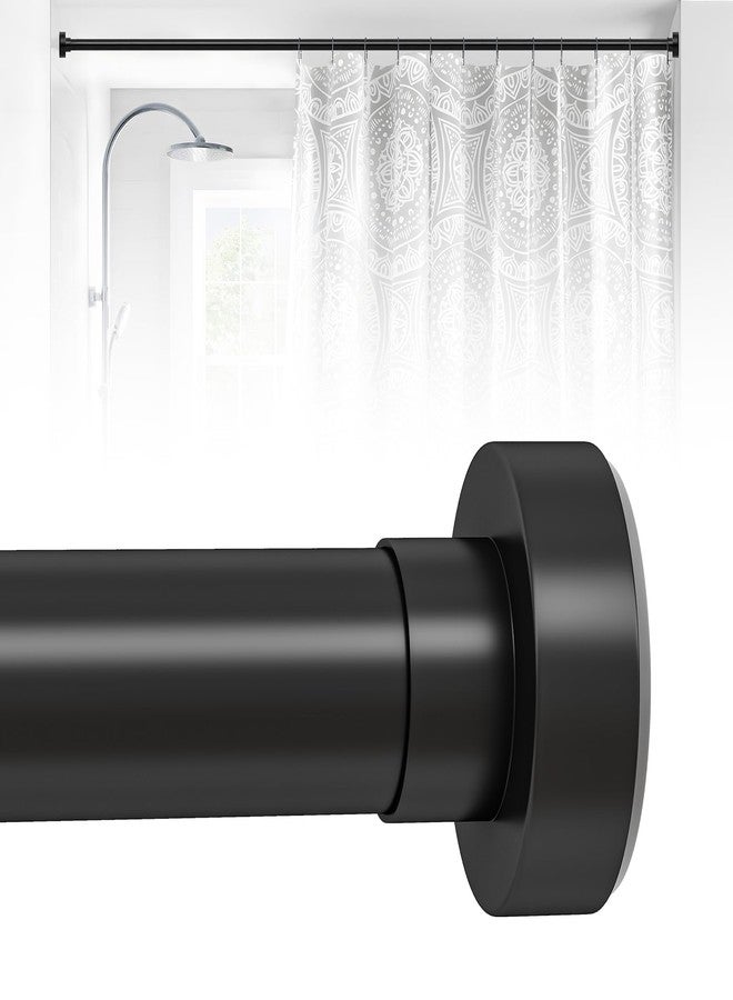 HTZON Black Shower Curtain Rod 18 to 49Inch:Small Spring Tension Shower Rods for Bathroom Kitchen Doorway,Modern Heavy Duty Adjustable Tension Shower Curtain Rod No Drilling No-Slip Easy Install,Black - Image 1
