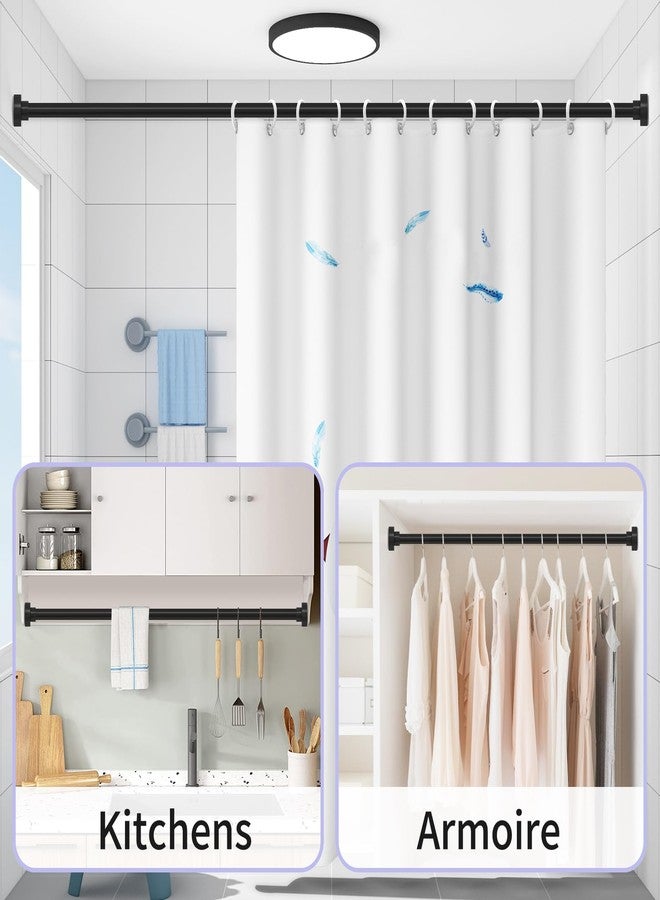 HTZON Black Shower Curtain Rod 18 to 49Inch:Small Spring Tension Shower Rods for Bathroom Kitchen Doorway,Modern Heavy Duty Adjustable Tension Shower Curtain Rod No Drilling No-Slip Easy Install,Black - Image 3