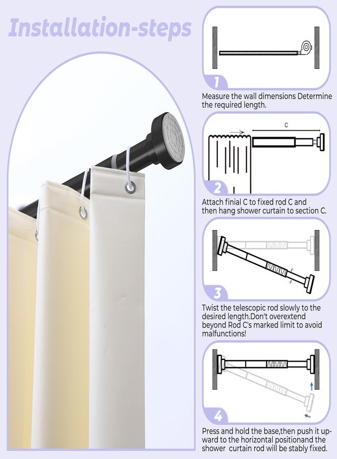 HTZON Black Shower Curtain Rod 18 to 49Inch:Small Spring Tension Shower Rods for Bathroom Kitchen Doorway,Modern Heavy Duty Adjustable Tension Shower Curtain Rod No Drilling No-Slip Easy Install,Black - Image 4