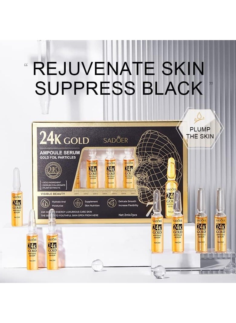 SADOER Sadoer Repair Tender Skin 24k Gold Ampoule Face Serum 7Pcs  - Image 3