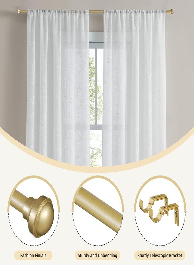 Poskena Curtain Rods for Windows 72 to 144 Inches, 1 Inch Adjustable Heavy Duty Decorative Curtain Rod Set, Easy to Install with 3 Brackets, Suitable for All Styles of Bedrooms, Living Rooms. Gold. - Image 4