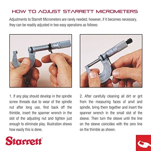 Starrett ميكرومتر ستاريت الخارجي بتصميم غلاف متقدم، تشطيب كروم ساتان وإطار معزول - ضبط سريع وسهل، نطاق 0-1"، تدرجات .0001" - T444.1XRL-1 - Image 4