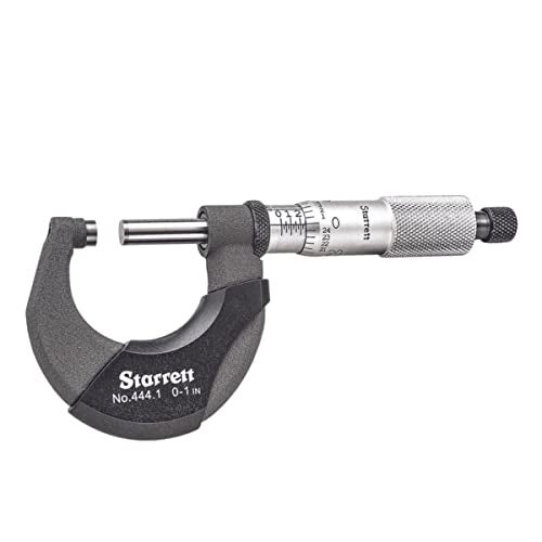 Starrett ميكرومتر ستاريت الخارجي بتصميم غلاف متقدم، تشطيب كروم ساتان وإطار معزول - ضبط سريع وسهل، نطاق 0-1"، تدرجات .0001" - T444.1XRL-1 - Image 1