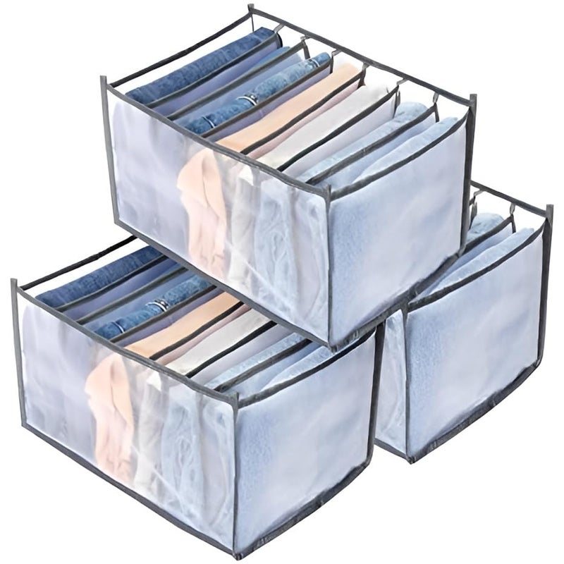 SHOPOHUBZ Drawer Organizer Wardrobe Clothes Storage 7 Grids Storage Organizer Multipurpose Large Capacity Compartment Storage Box collapsible for Tshirt Legging Skirts Jeans  - Image 1