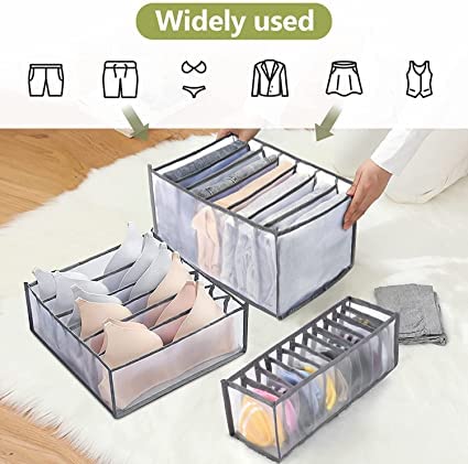 SHOPOHUBZ Drawer Organizer Wardrobe Clothes Storage 7 Grids Storage Organizer Multipurpose Large Capacity Compartment Storage Box collapsible for Tshirt Legging Skirts Jeans  - Image 4