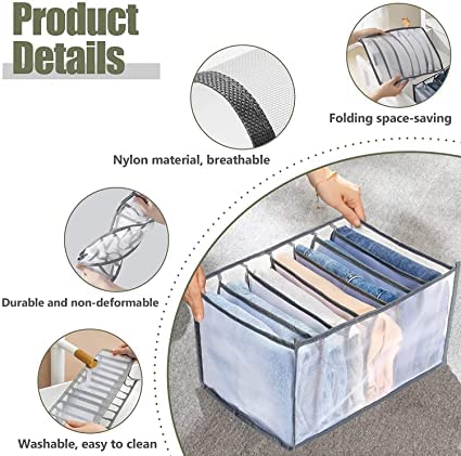 SHOPOHUBZ Drawer Organizer Wardrobe Clothes Storage 7 Grids Storage Organizer Multipurpose Large Capacity Compartment Storage Box collapsible for Tshirt Legging Skirts Jeans  - Image 5