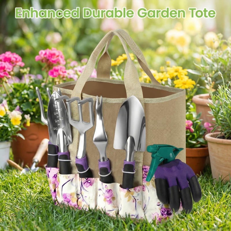 Tudoccy Garden Tools Set, 30 Piece Stainless Steel Gardening Kit with Vintage Floral Tote Bag, Non-Slip Ergonomic Rubber Handle, Ideal Gift for Women & Beginners, for Succulent, Home Garden - Image 4