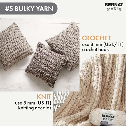 Bernat Maker Fawn Yarn - 2 Pack of 250g/8.8oz - 72% Cotton 28% Nylon - #5 Bulky - 290m/317Yards - for Knitting, Crochet and Amigurumi - Image 5