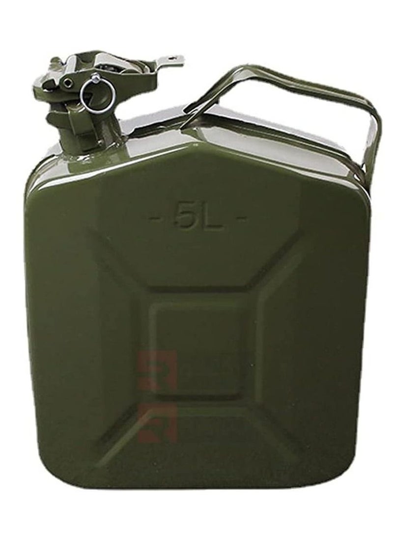 RACO Fuel Can for Gasolline, Diesel and Other Liquids Metal Jerry Can Green Made in Taiwan (5 L) - Image 1