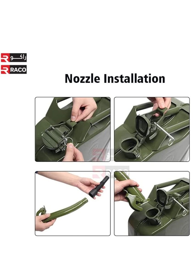 RACO Fuel Can for Gasolline, Diesel and Other Liquids Metal Jerry Can Green Made in Taiwan (5 L) - Image 3