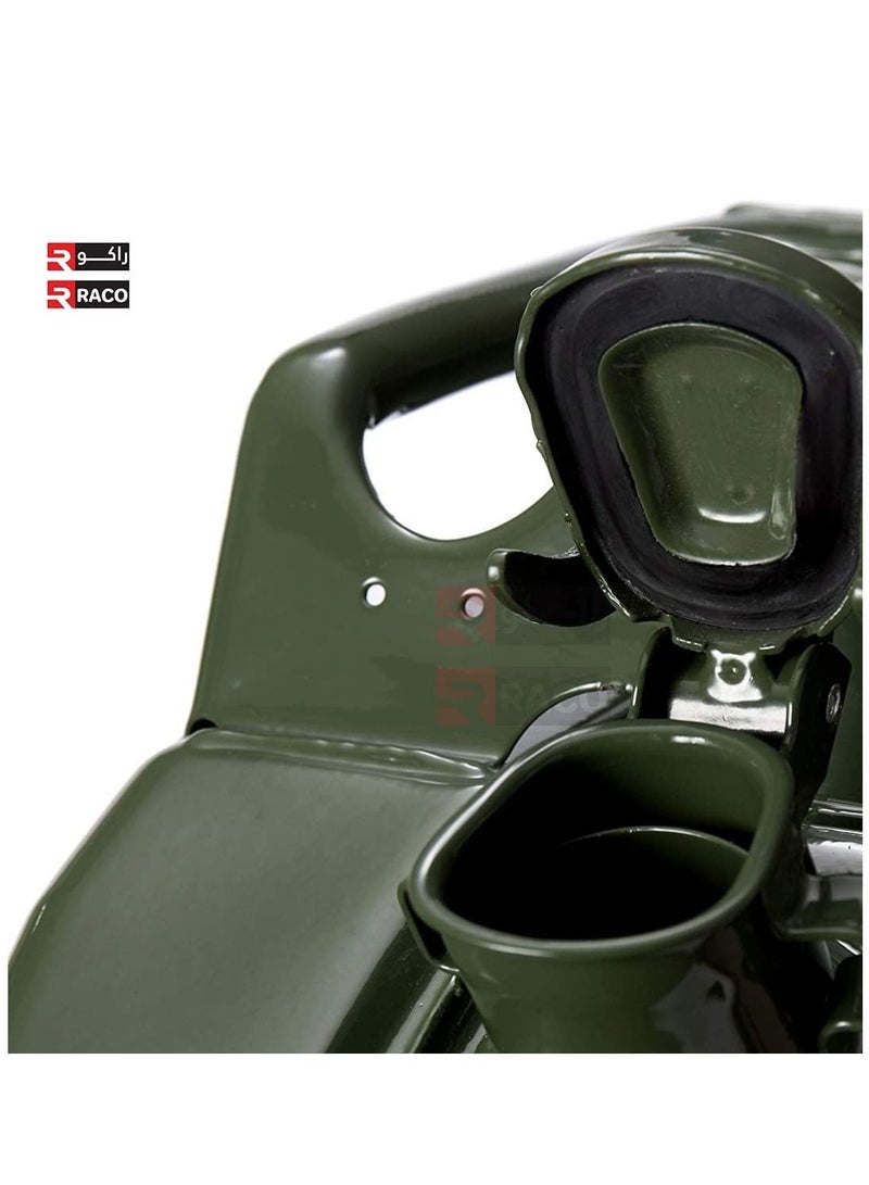 RACO Fuel Can for Gasolline, Diesel and Other Liquids Metal Jerry Can Green Made in Taiwan (5 L) - Image 2