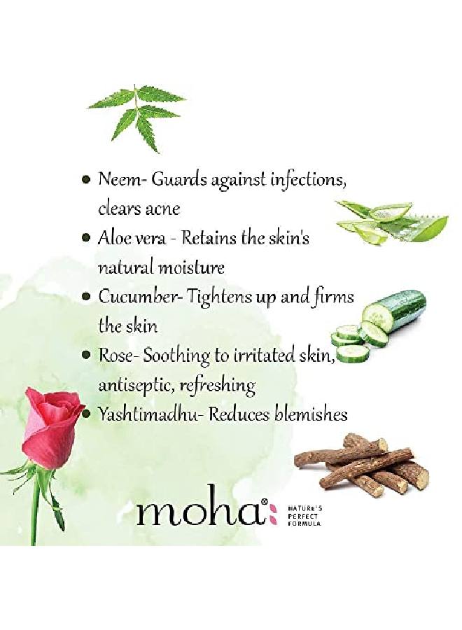Moha: Herbal Face Wash 200 ML X 2 | Face Wash With Goodness Of Neem Aleovera Cucumber Rose & Yashtimadhu Which Keep Skin Healthy Soft & Glowing For All Skin Type - Image 3